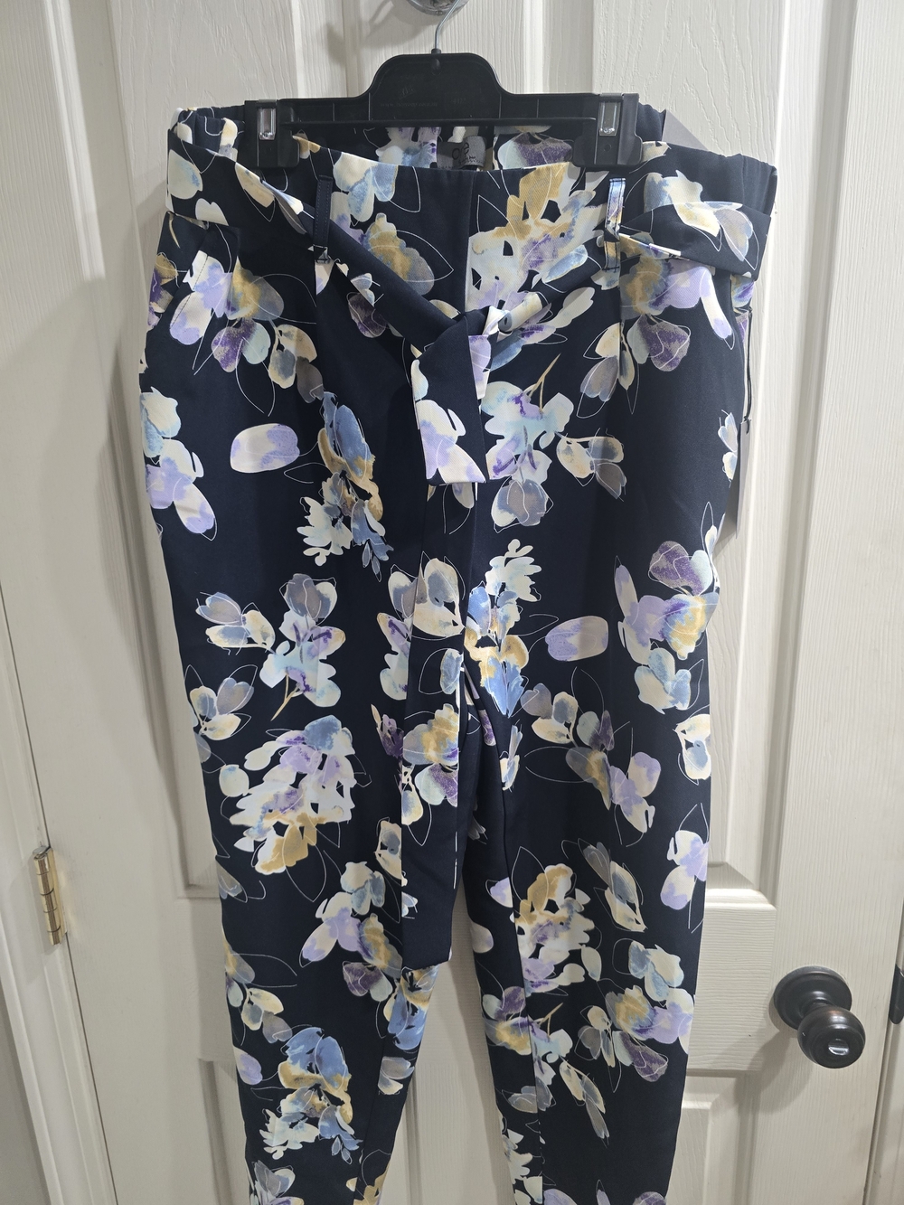 Floral Tie-Waist Jumpsuit Pants - Navy